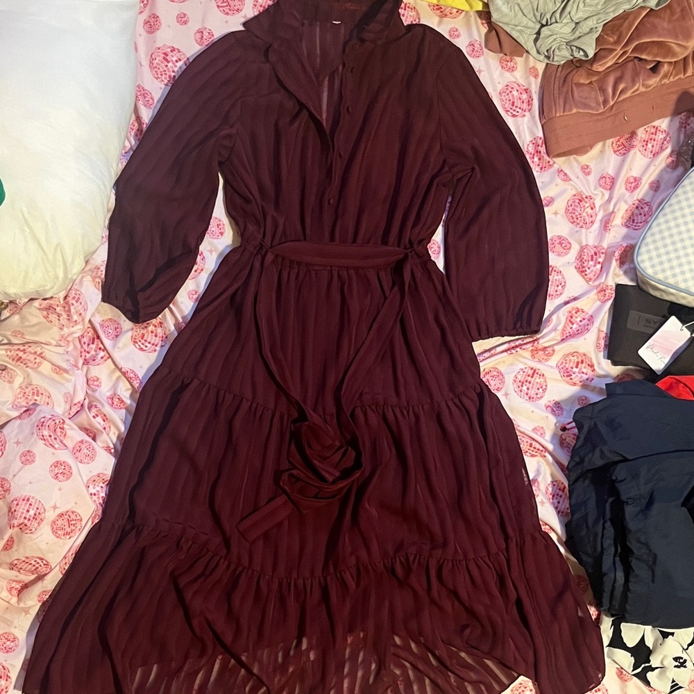 Elegant Burgundy Women's Dress